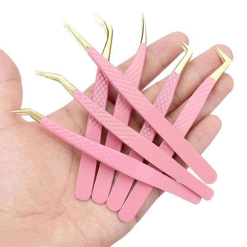 Eyelash Tweezers Stainless Steel Anti-static Non-magnetic Professional Pincet 3D Lashes Extension Tweezer Makeup Tools