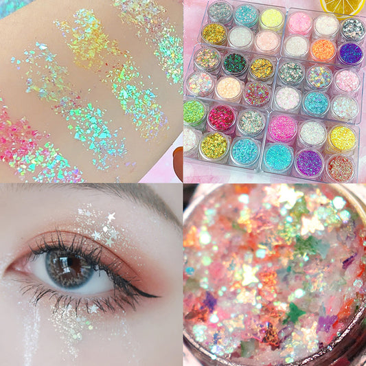 Liuyi Cosmetics Children's Stage Makeup Eye Makeup Sequins Eye Shadow Glitter Star Gel Glitter Eye Corner Eye Big Glitter