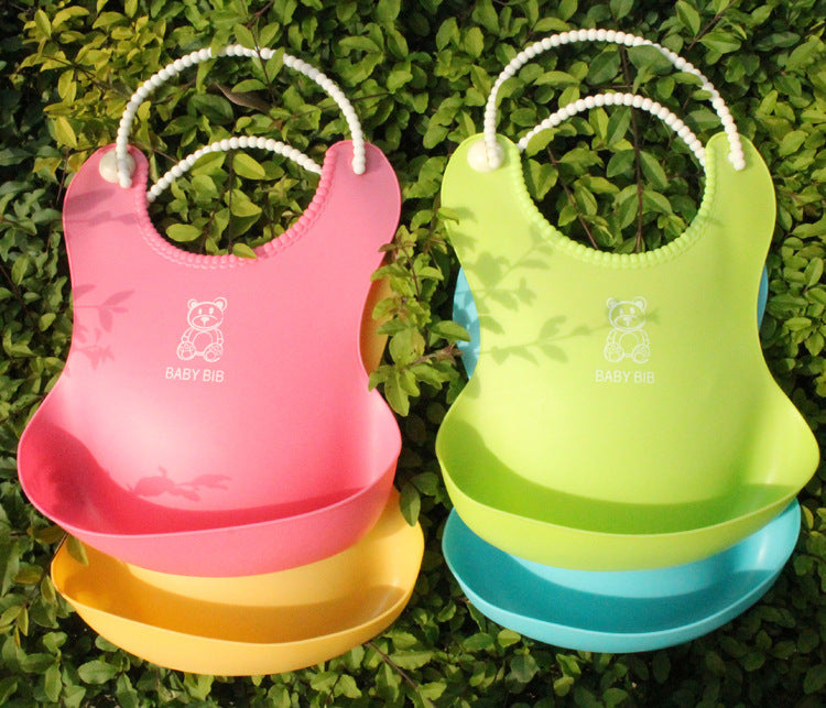 New Three-dimensional Waterproof Children's Eating Pocket Baby Imitation Silicone Bib Baby Bib Saliva Napkin Baby Eating Pocket