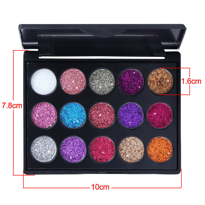 CmaaDu 15-color Diamond Sequin Eyeshadow Palette Shiny Glitter Powder High-gloss Eyeshadow Epvct New Foreign Trade Explosion
