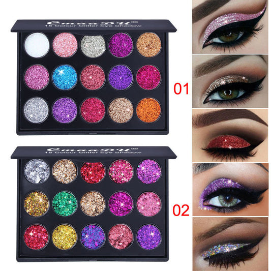 CmaaDu 15-color Diamond Sequin Eyeshadow Palette Shiny Glitter Powder High-gloss Eyeshadow Epvct New Foreign Trade Explosion