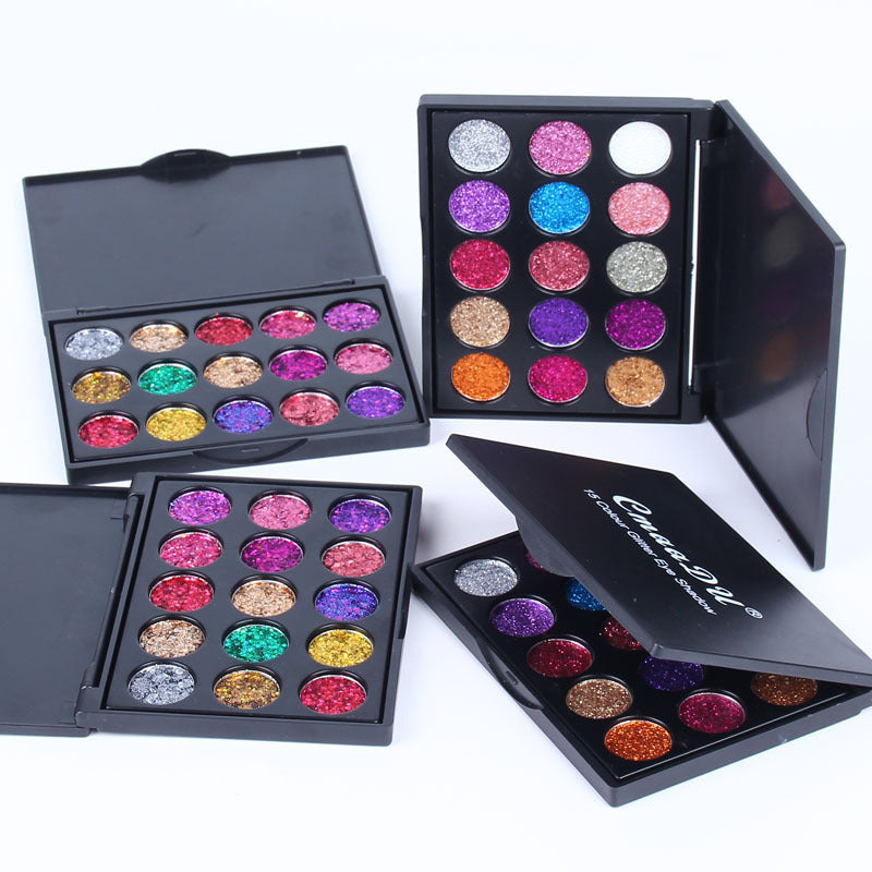 CmaaDu 15-color Diamond Sequin Eyeshadow Palette Shiny Glitter Powder High-gloss Eyeshadow Epvct New Foreign Trade Explosion