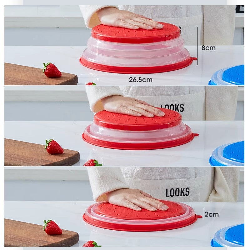 Microwave Oven Cover, Foldable Splash-proof Food Cover, Fresh-keeping Cover, Microwave Oven Splash-proof Cover, Breathable Drain Basket Dual-purpose Cover