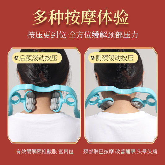 6-wheel Manual Cervical Spine Massager, Neck Clamp, Multi-functional Shoulder And Neck Instrument, Lumbar Spine Kneading Device, 2-wheel Home Use