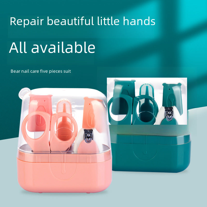 Infant Nail Clippers Care Five-piece Set Children's Nail Clippers Knife Baby Bear Cartoon Nail Clippers Nail Clippers
