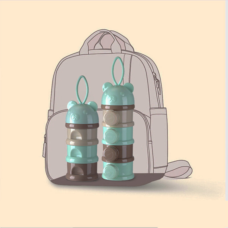 Baby Portable Four-layer Milk Powder Box, Independent Layered Milk Powder Compartment, Children's Food Storage Snack Rotating Box