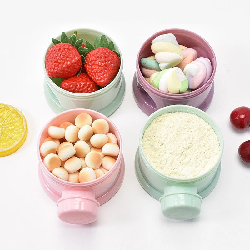 Baby Portable Four-layer Milk Powder Box, Independent Layered Milk Powder Compartment, Children's Food Storage Snack Rotating Box