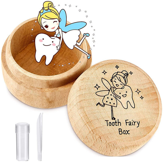 Wooden Children's Deciduous Tooth Box, Baby's Lanugo Tooth Collection, Commemorative Storage Box