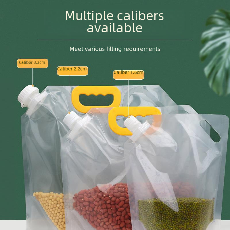 Transparent Self-standing Suction Tube Bag For Whole Grain Storage Food Packaging Beer Sub-packing
