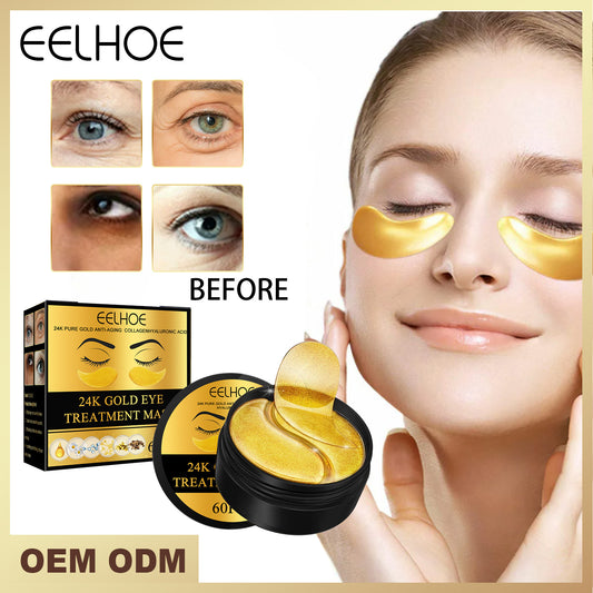 EELHOE 24K Gold Eye Mask Eye Sticker Moisturizing Brightening Firming Light Lines Eye Lines Dark Circles Fine Lines Wrinkle Repair