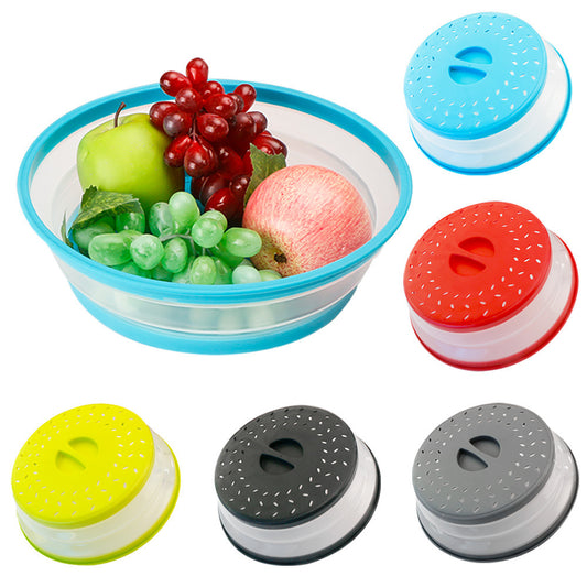 Microwave Oven Cover, Foldable Splash-proof Food Cover, Fresh-keeping Cover, Microwave Oven Splash-proof Cover, Breathable Drain Basket Dual-purpose Cover