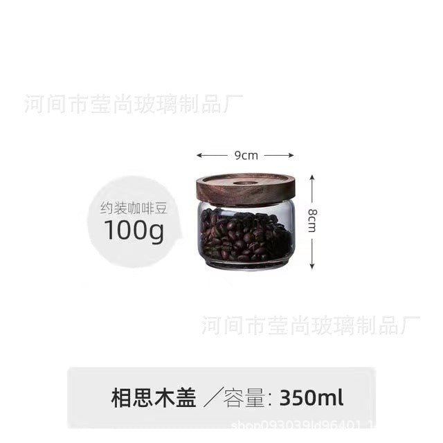 Acacia Wood Tea Can Storage Tank Kitchen Food Grains Coffee Bean Tea Sealed Can Transparent Storage Storage Tank
