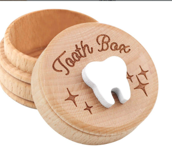 Wooden Children's Deciduous Tooth Box, Baby's Lanugo Tooth Collection, Commemorative Storage Box