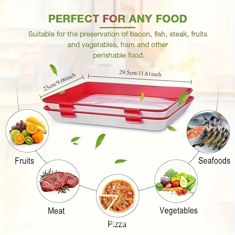 Vacuum Fresh-keeping Tray With Lid Refrigerator Fresh-keeping Box Stackable Storage Box Food Quick-frozen Fresh-keeping Box