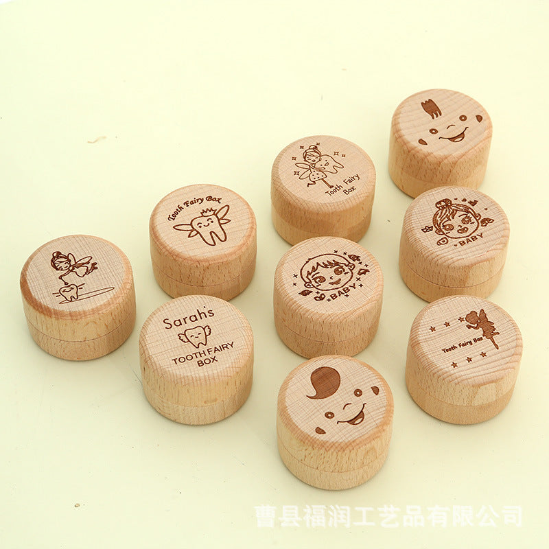 Wooden Children's Deciduous Tooth Box, Baby's Lanugo Tooth Collection, Commemorative Storage Box