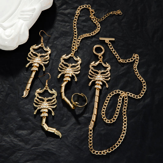 Europe And The United States Cross-border Personality Geometric Exaggerated Temperament Diamond Scorpion Necklace Fashion Trendy Punk Style Halloween Jewelry
