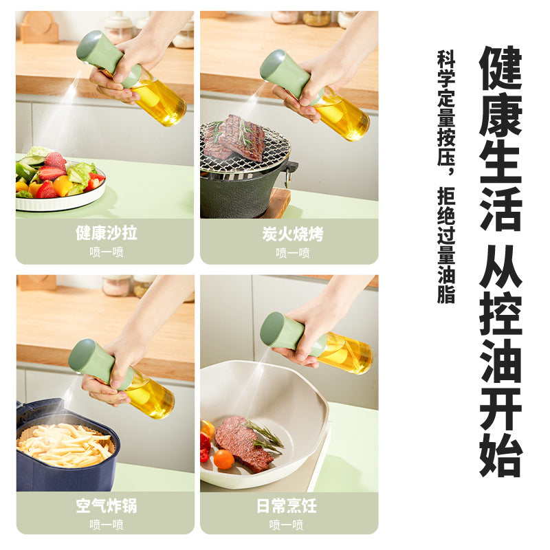 Double-tube Glass Oil Spray Bottle Atomized Oil Spray Pot Barbecue Air Fryer Kitchen Edible Olive Oil Spray Tank Artifact