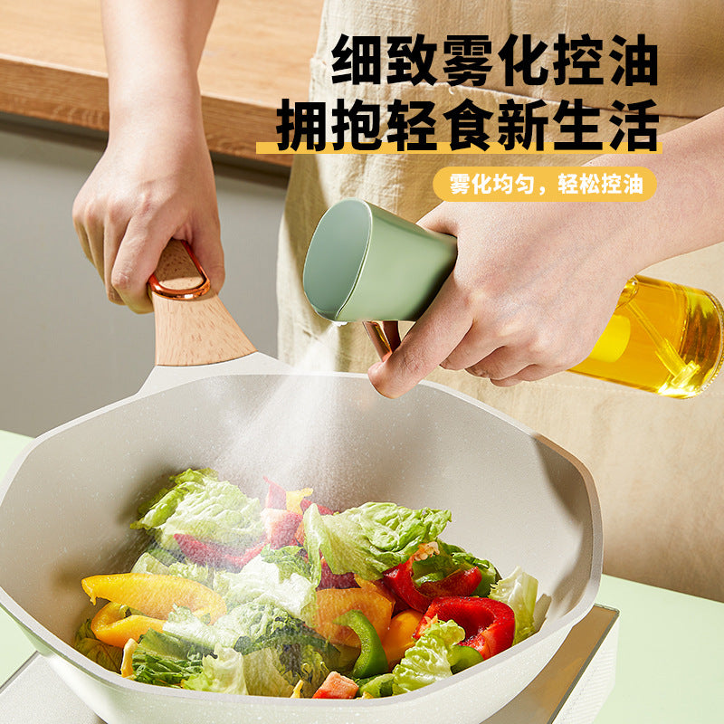 Double-tube Glass Oil Spray Bottle Atomized Oil Spray Pot Barbecue Air Fryer Kitchen Edible Olive Oil Spray Tank Artifact