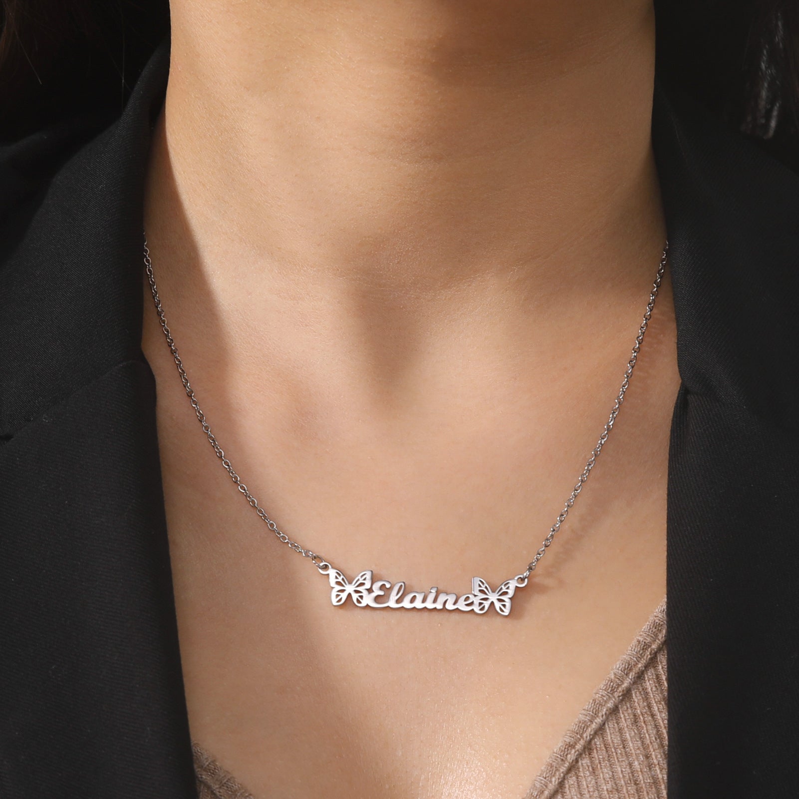 DIY Custom Name Lettering Necklace Female 304 Stainless Steel Letter Pendant Boy Day Lover Gift For Girlfriend