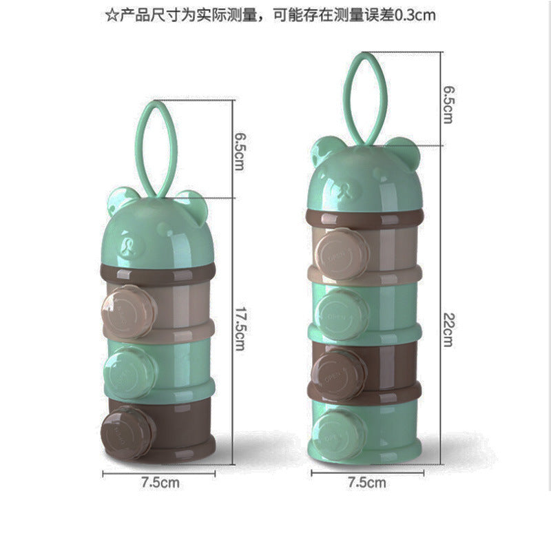 Baby Portable Four-layer Milk Powder Box, Independent Layered Milk Powder Compartment, Children's Food Storage Snack Rotating Box