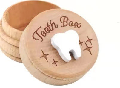 Wooden Children's Deciduous Tooth Box, Baby's Lanugo Tooth Collection, Commemorative Storage Box