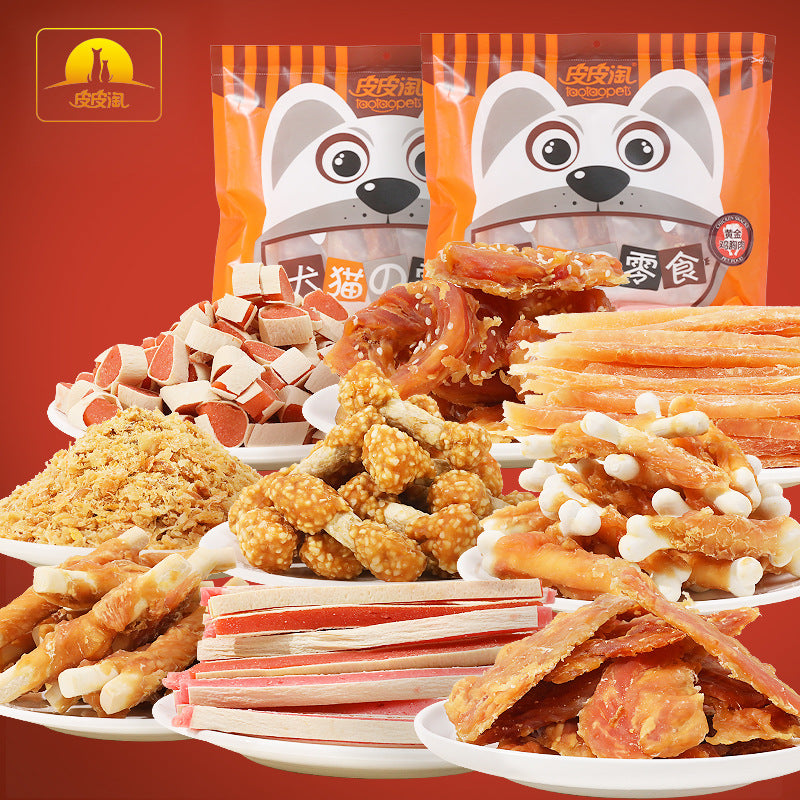 Pet Snacks Spot Wholesale Net Weight 400g Skin Tao Chicken Snacks Dried Molars Dog Snacks Chicken Jerky