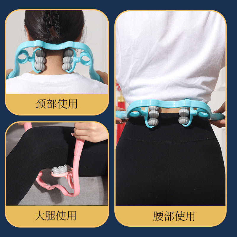 6-wheel Manual Cervical Spine Massager, Neck Clamp, Multi-functional Shoulder And Neck Instrument, Lumbar Spine Kneading Device, 2-wheel Home Use