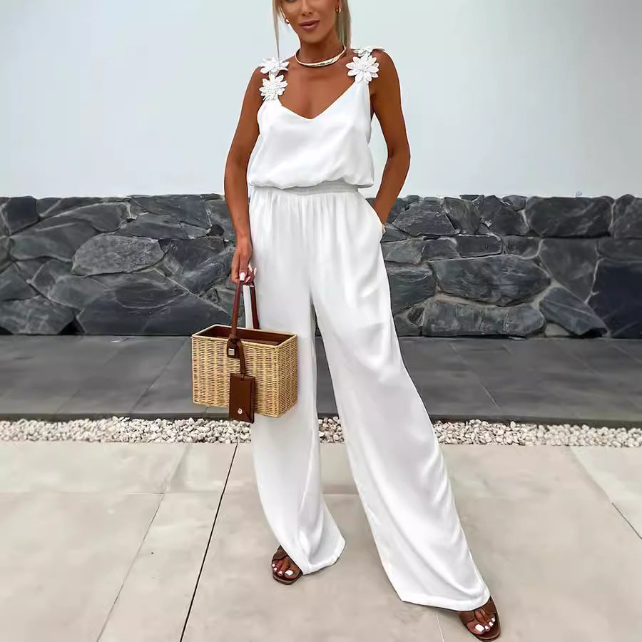 Spring And Summer New Suspender Sleeveless Pocket Jumpsuit INS Casual Loose Women's Jumpsuit