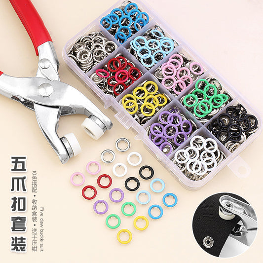 Five-Claw Snap Pliers Tool Set For Replacing Snap Buttons On Baby Clothes, Sheets, And Duvet Covers Without Sewing, Including Zipper And Snap Fastener Accessories