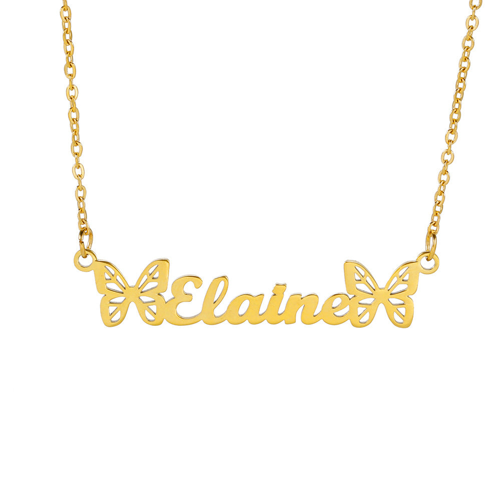 DIY Custom Name Lettering Necklace Female 304 Stainless Steel Letter Pendant Boy Day Lover Gift For Girlfriend